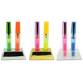 2 Translucent Barrel Custom Plastic Highlighter Pen W/ Trapezoid Holder